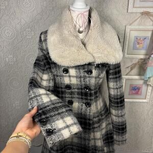 vintage fur‎ plaid grunge guess jacket
